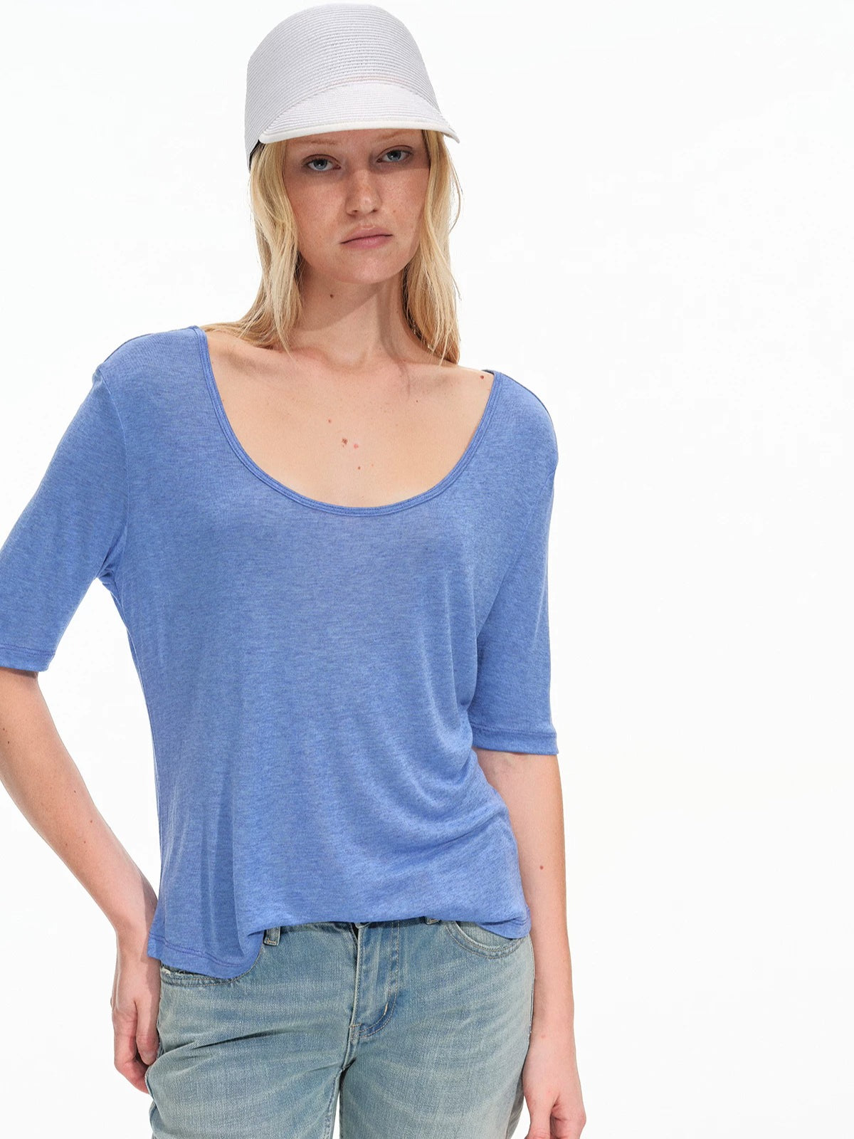 Lyocell Wool U Neck Top