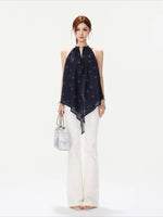 Rhinestone Halter Chiffon Top