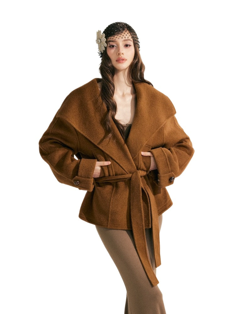 Wool Short Wrap Coat