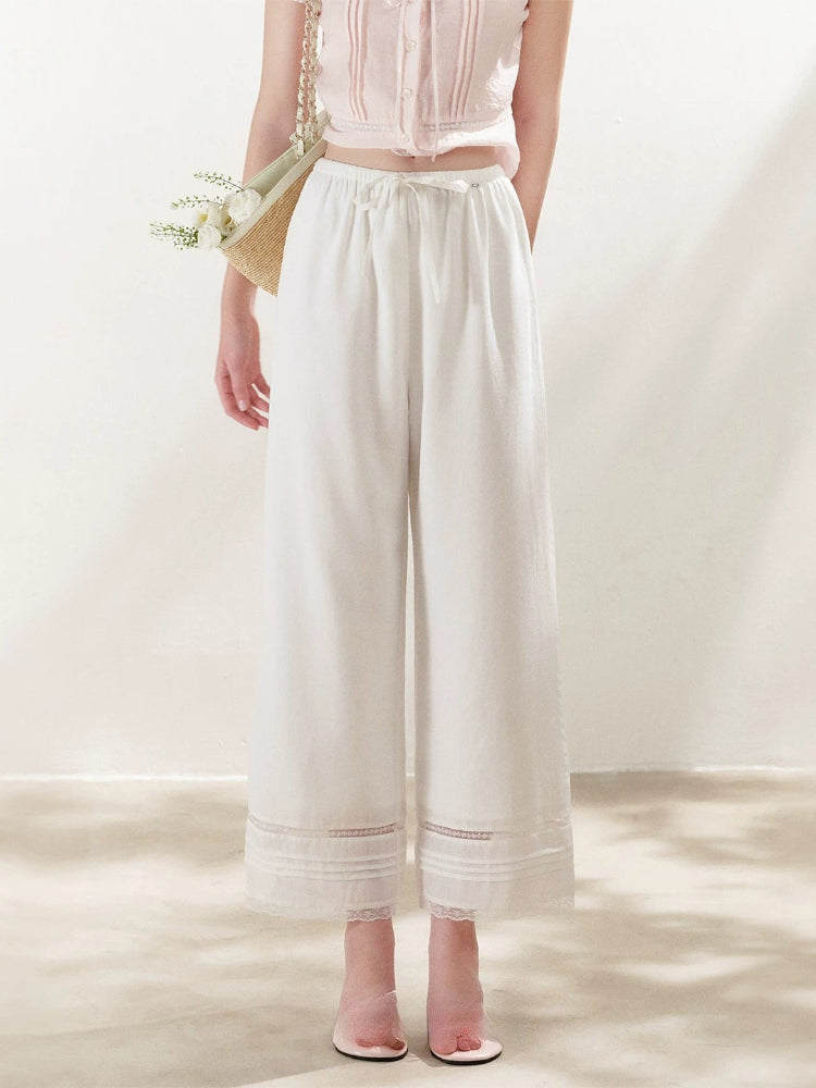 Lace Trim Cropped Pants