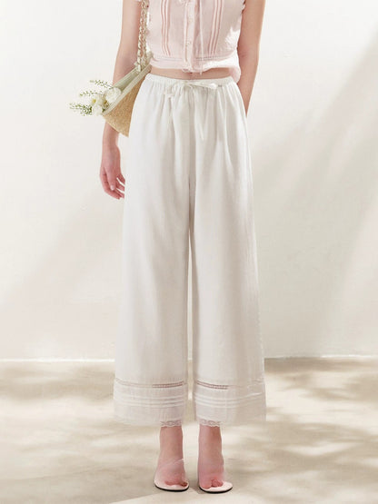 Lace Trim Cropped Pants