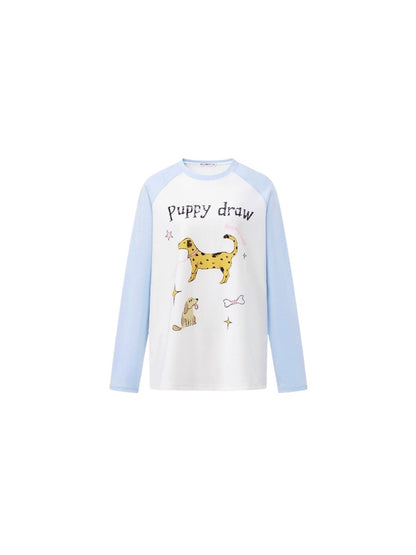 Cartoon Dog Graffiti Long-Sleeve T-shirt
