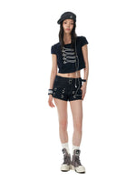 Double Breasted Cropped Polo Shirt