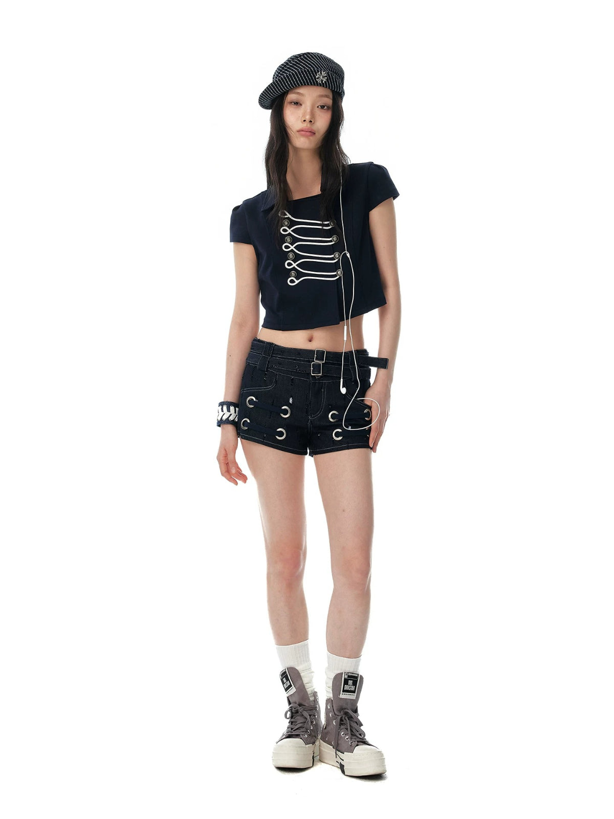 Double Breasted Cropped Polo Shirt