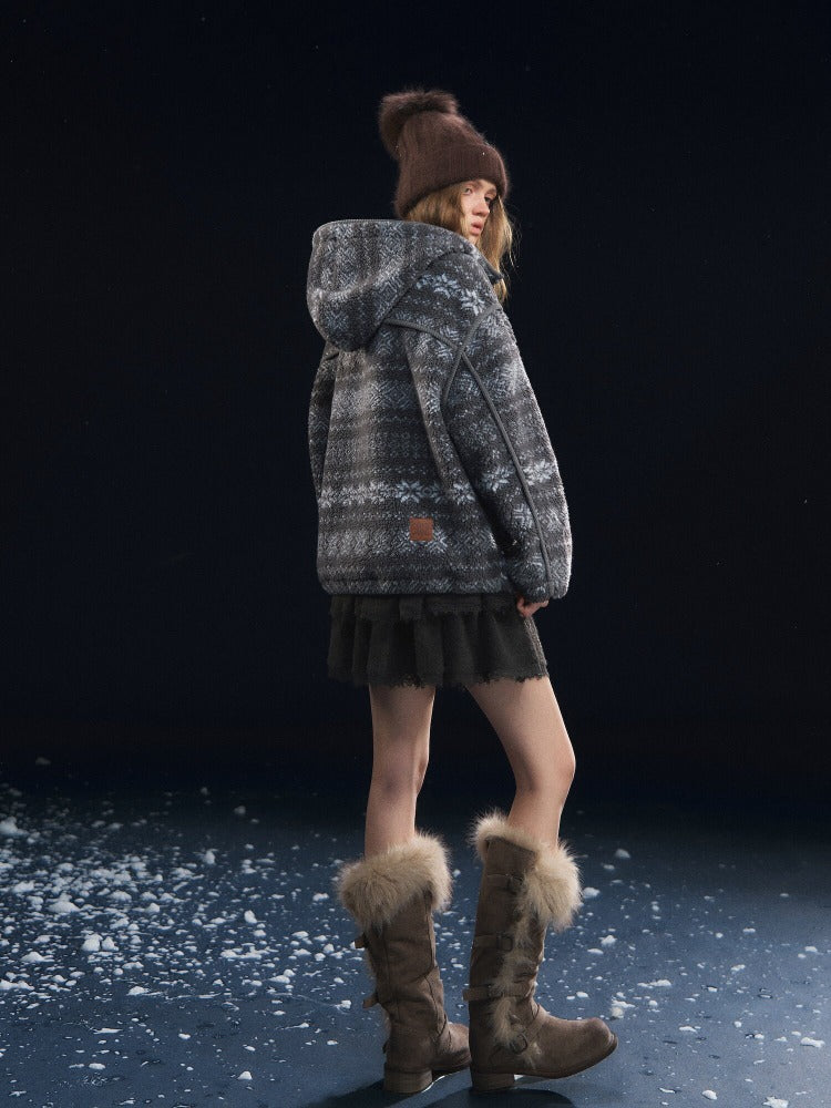 Gray Jacquard Fleece Hoodie