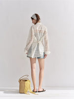 Embroidered Eyelet Cover-Up Shirt