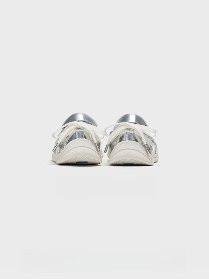 Silvery Ballet Bow Flats