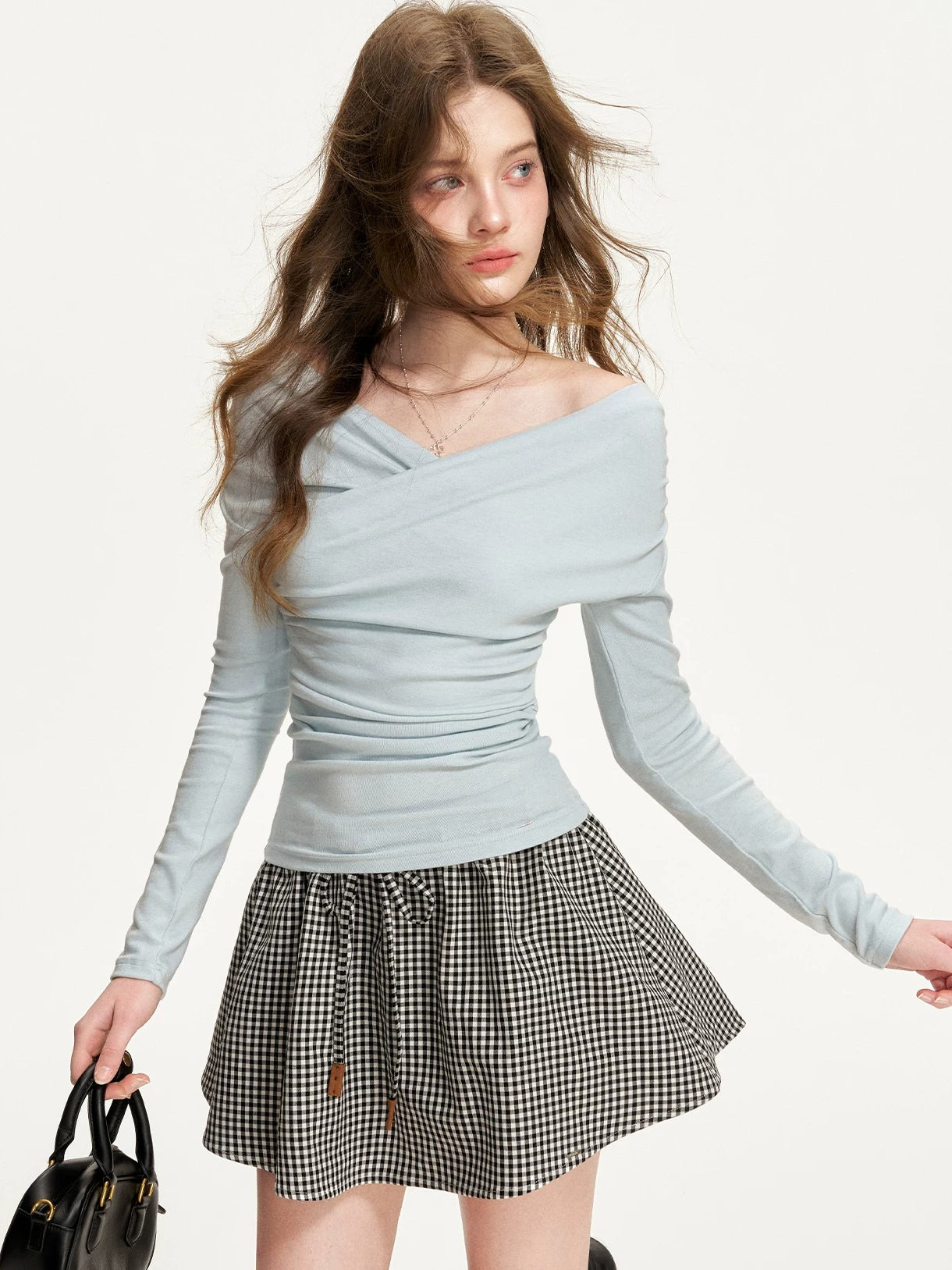 Checkered A-Line Mini Skirt