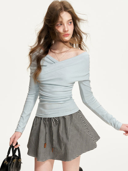 Checkered A-Line Mini Skirt