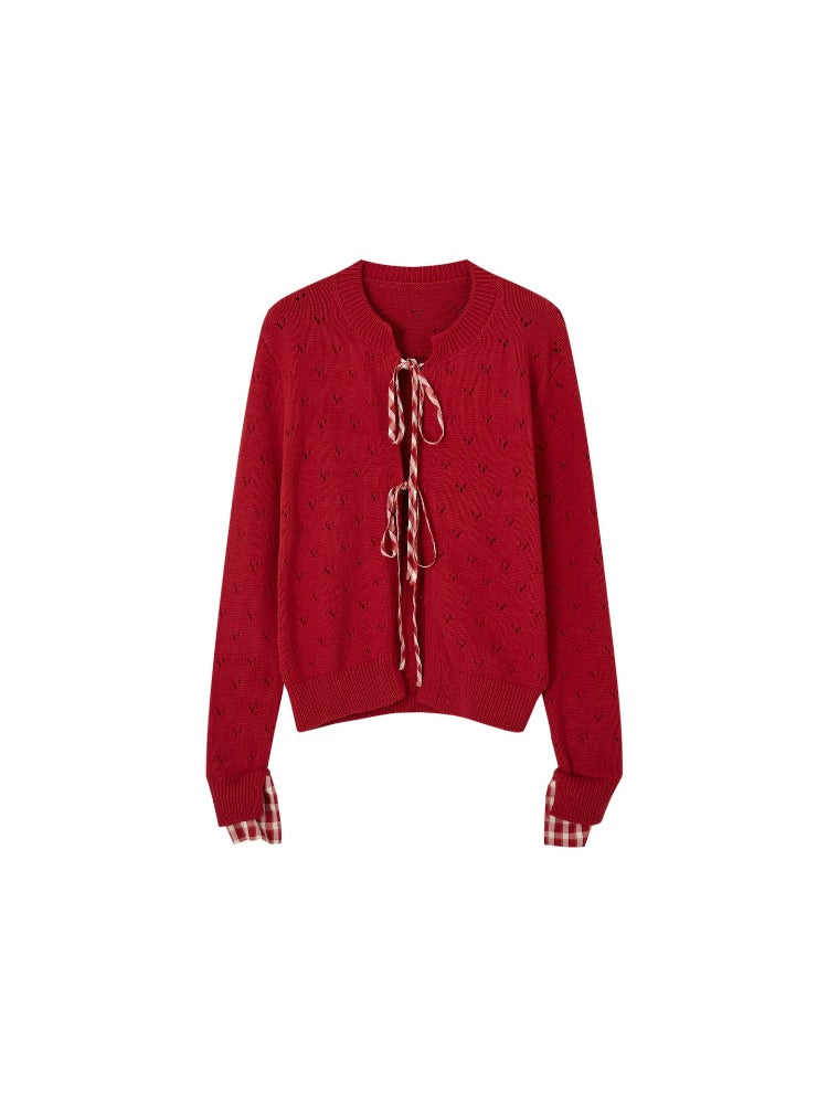 Vintage Plaid Tie Cardigan