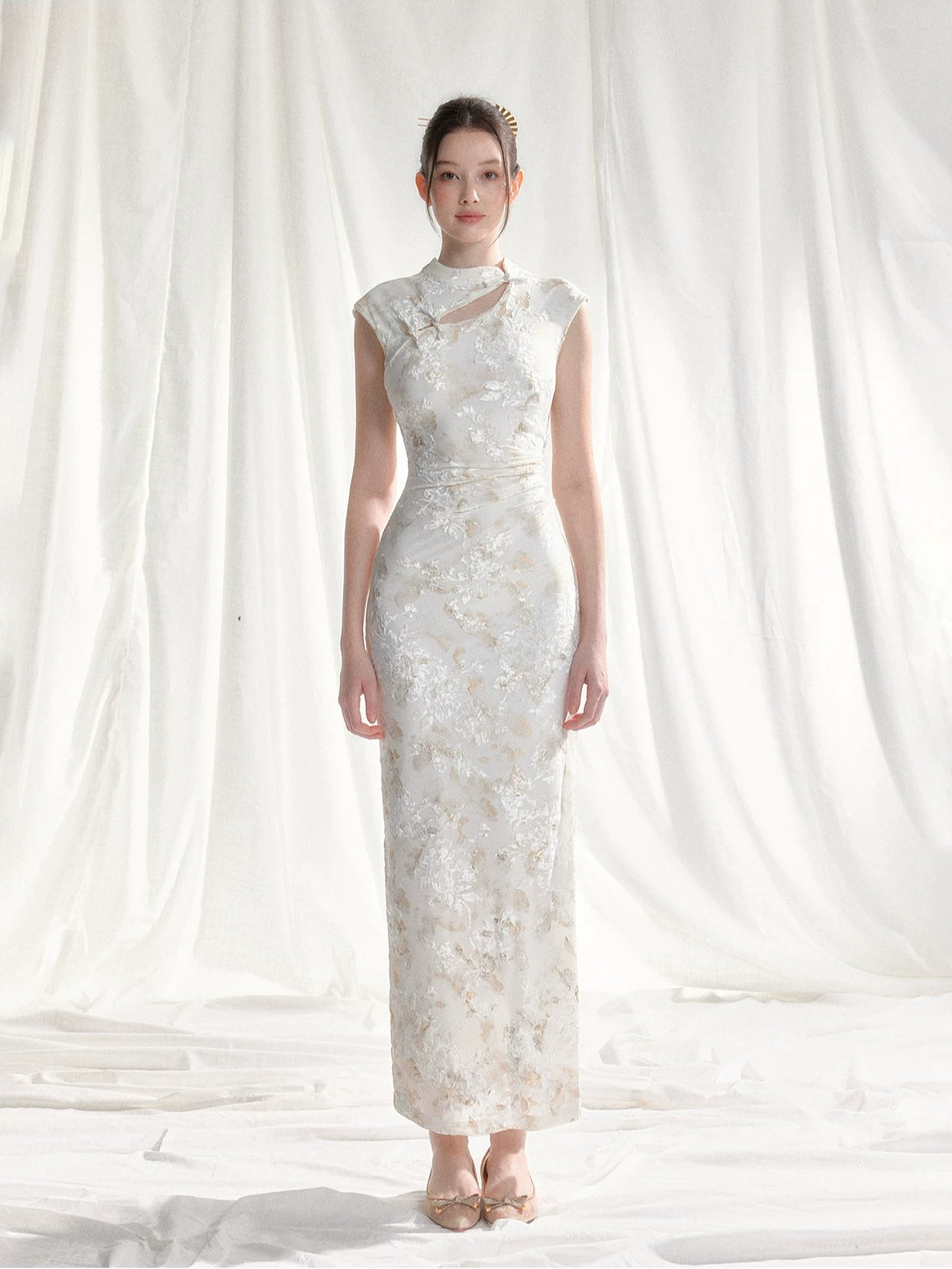 Stretch Velvet Jacquard Qipao