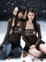 Brown Fair Isle Cardigan Set
