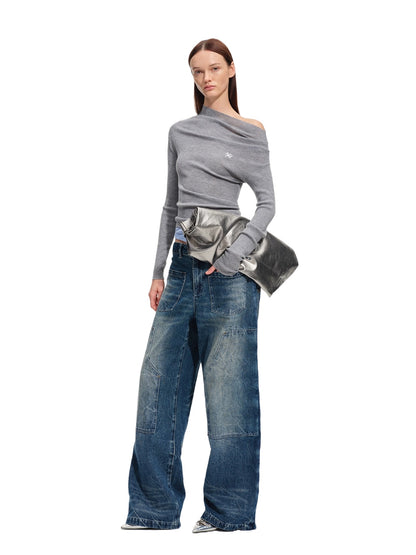 "Wasteland" Vintage Washed Wide-Leg Jeans