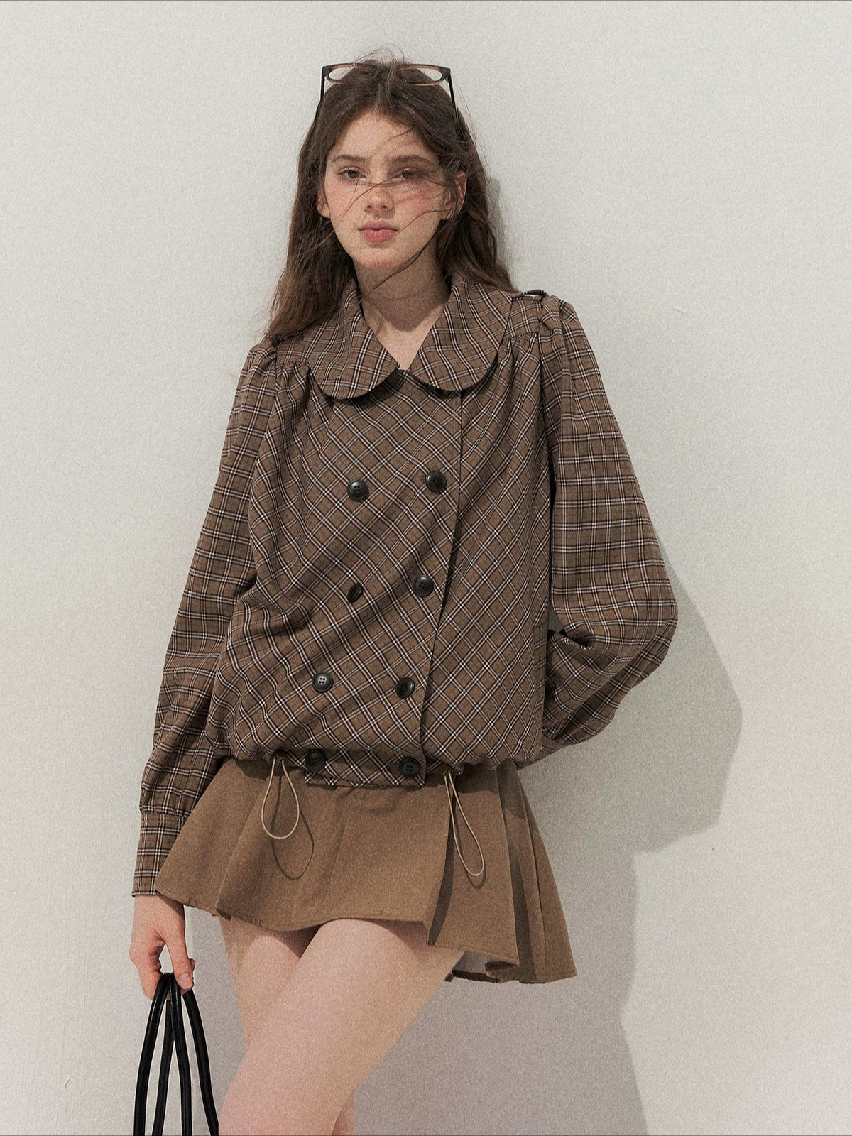 Plaid Peter Pan Trench Set