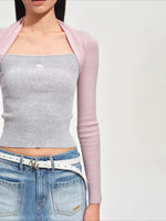 Aman Knit Colorblock Layered Sweater