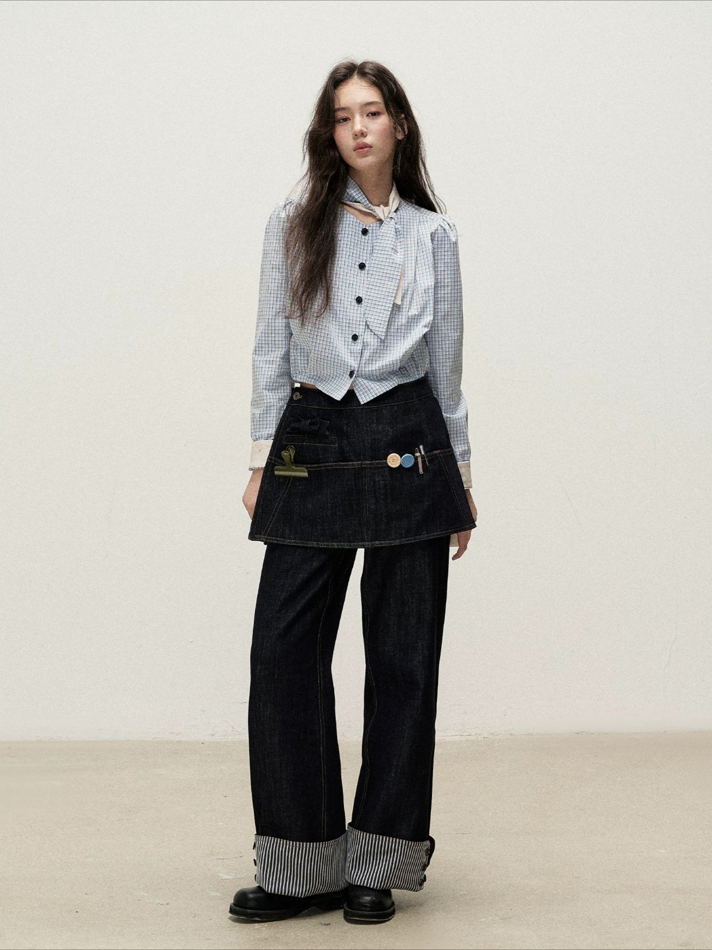 Plaid Shirt Skirt Set