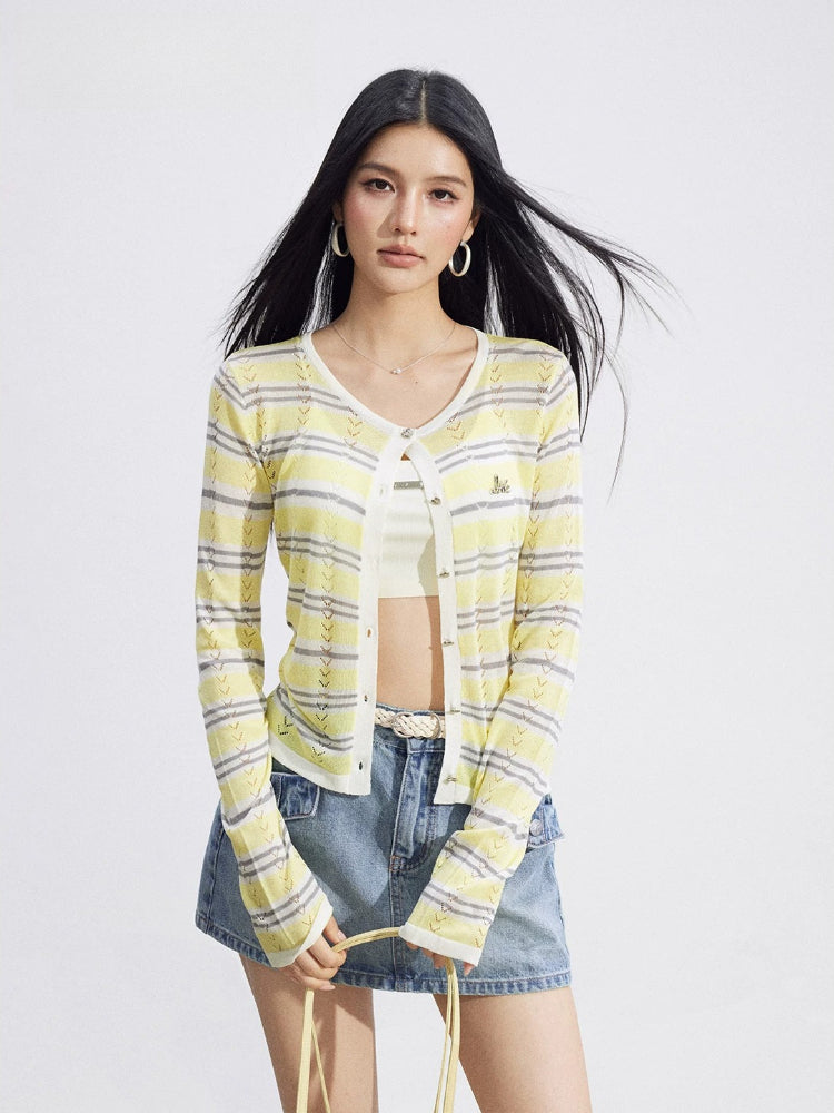Striped Ice-Silk Cardigan