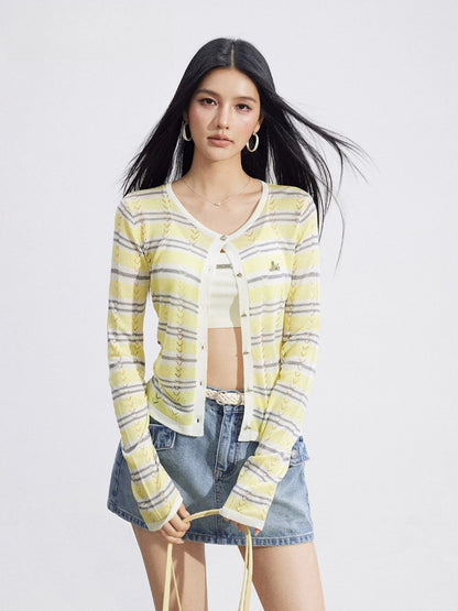 Striped Ice-Silk Cardigan