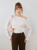 Off-Shoulder Cropped Sweatshirt Set