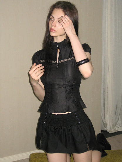 Mock Neck Skirt Set