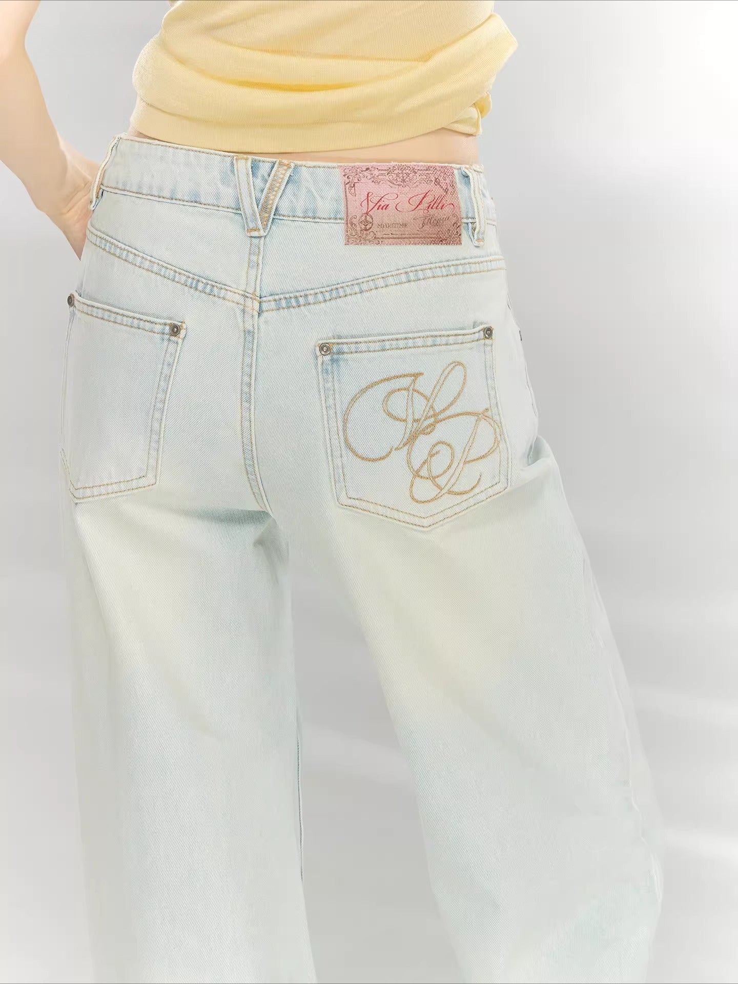 Washed Gray Straight Jeans