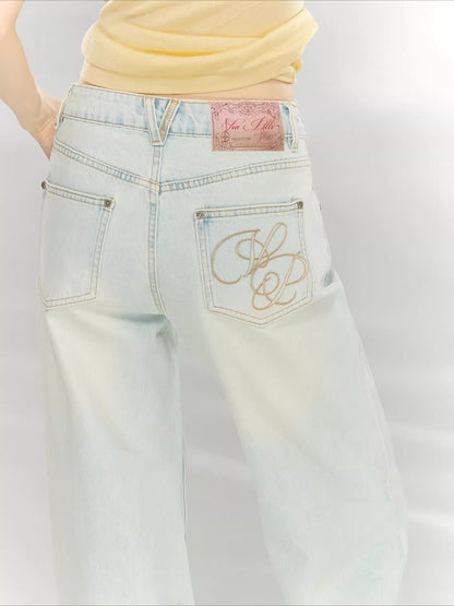 Washed Gray Straight Jeans