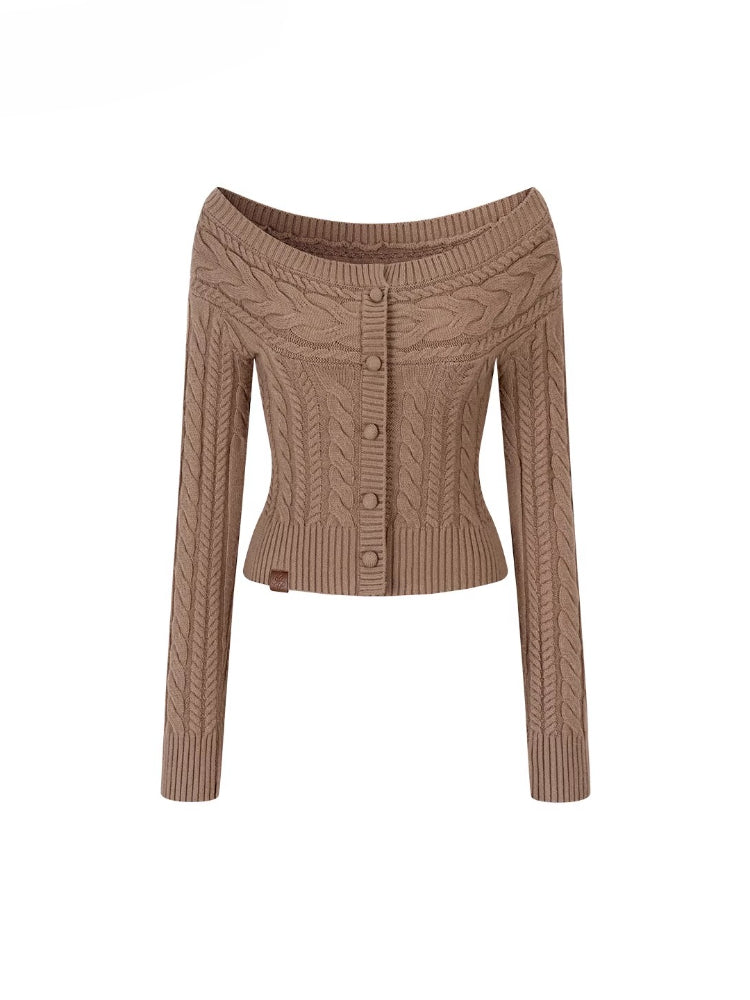 Off-Shoulder Cable Knit Sweater
