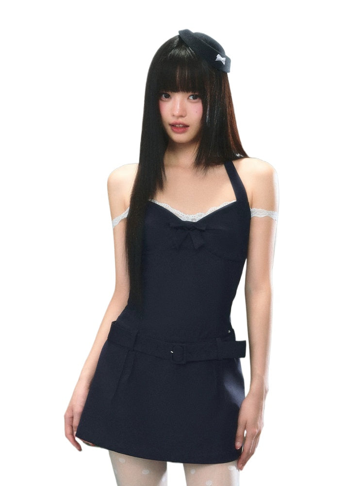 Lace Halter A-Line Dress