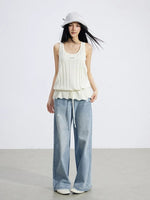 Starry Denim Wide-Leg Pants