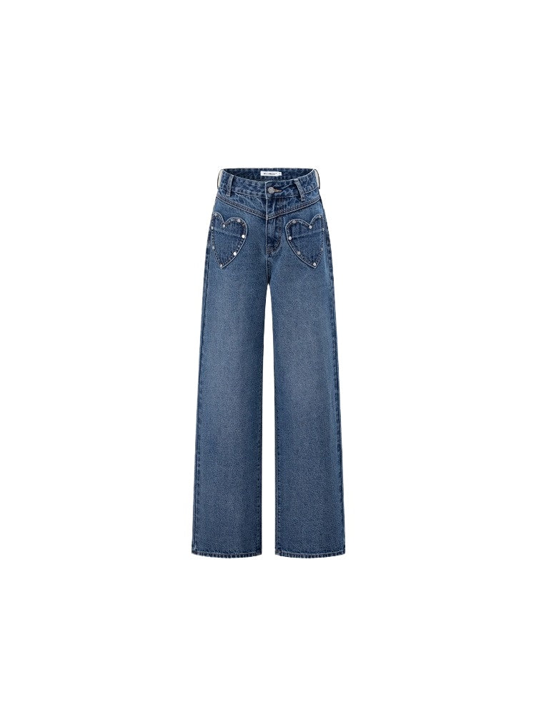Heart Denim Wide-Leg Pants