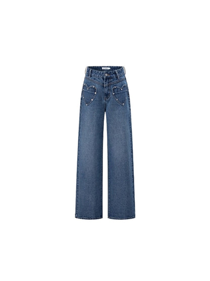 Heart Denim Wide-Leg Pants