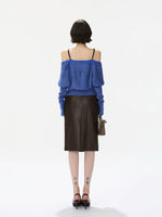 Amber Paneled Faux Leather Midi Skirt