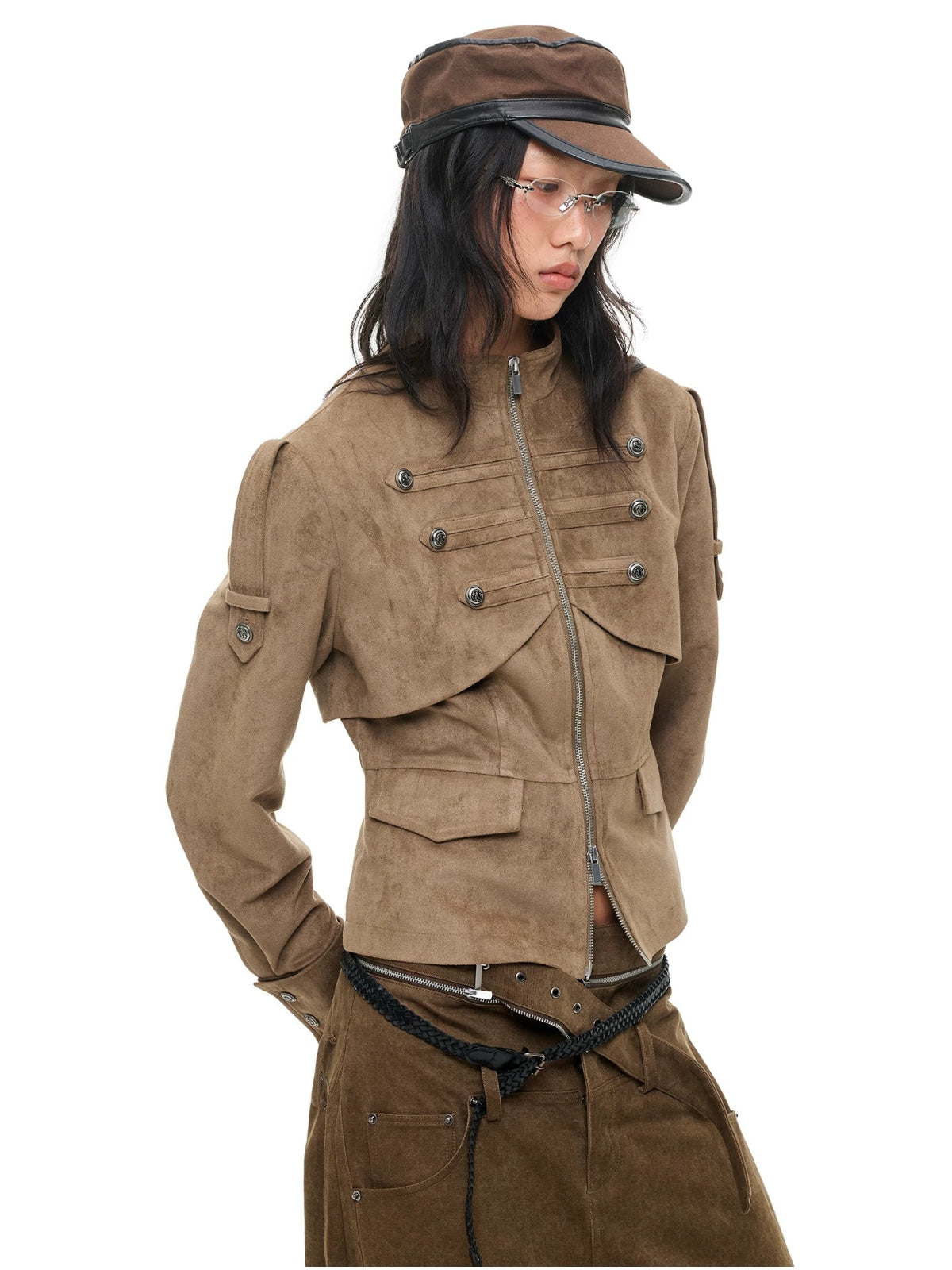 Vintage Suede Stand Collar Jacket