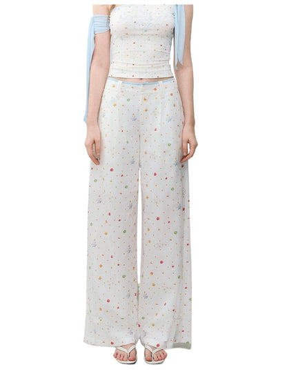 Printed Wide-Leg Pants