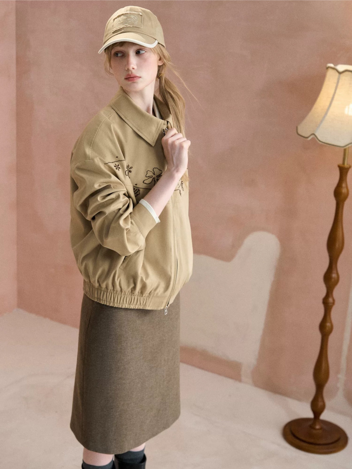 Floral Embroidered Utility Jacket