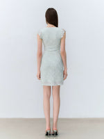 Lace Patchwork Knit V-neck Dress