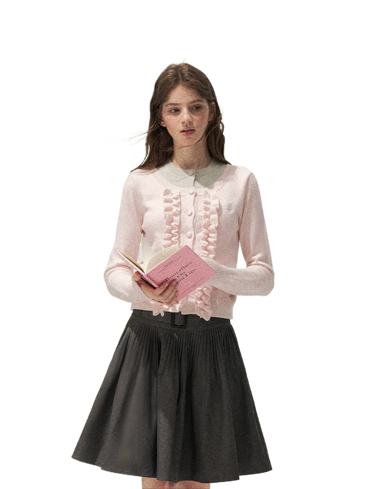 Ruffle Trim Vintage Knit Sweater