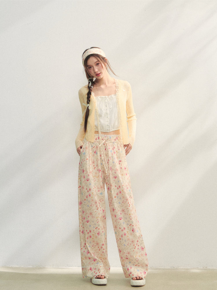 Lace Trim Knit Cover-Up