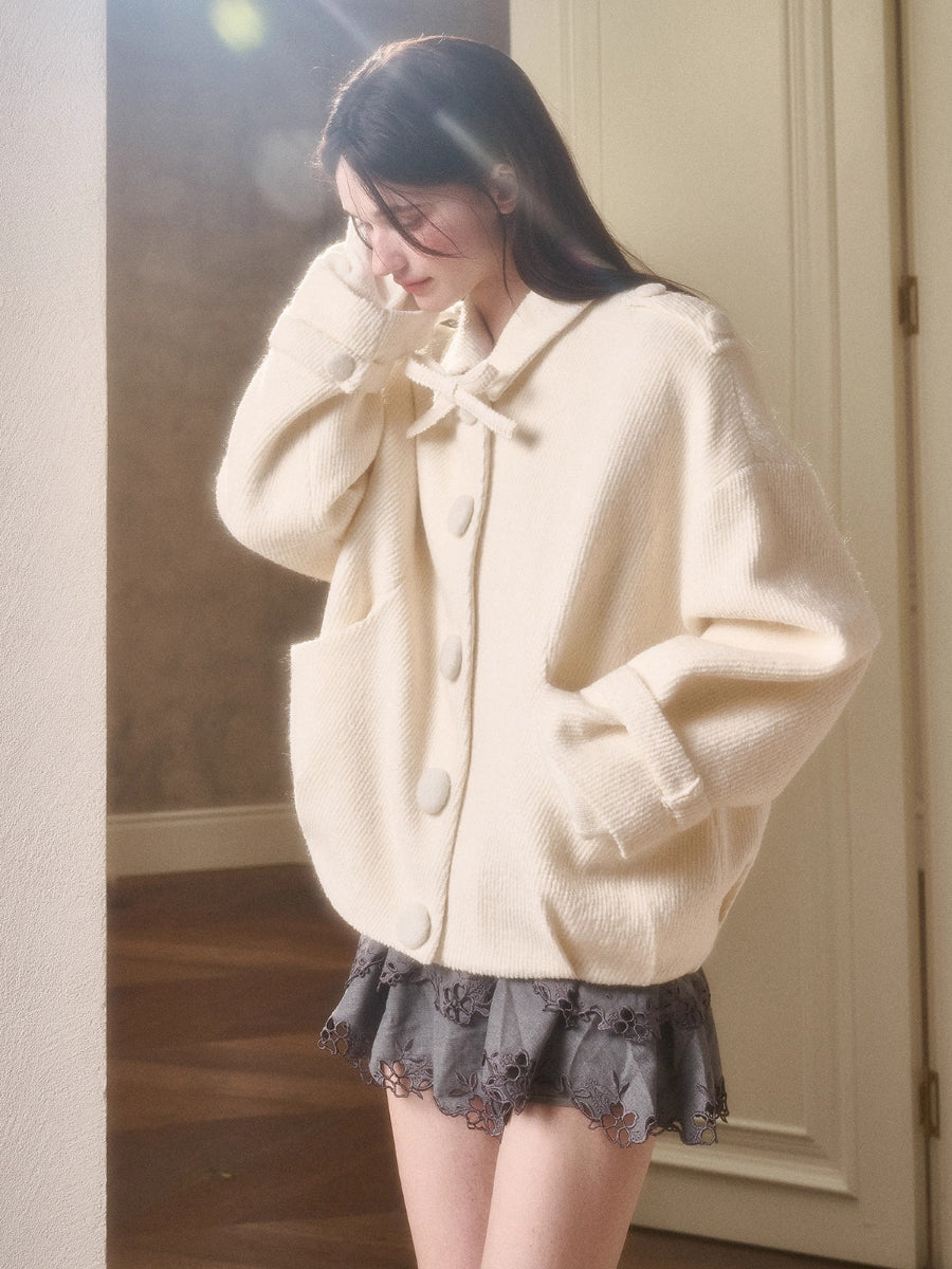 Fluffy Snow Wool Twill Cut Jacket