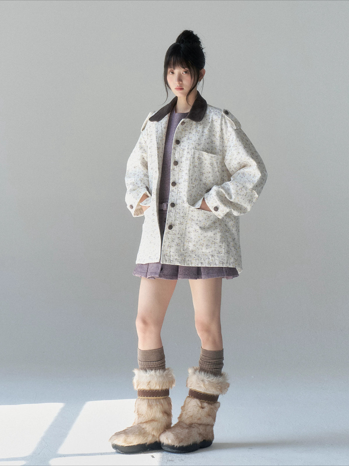 Floral Patchwork Twill Utility Coat