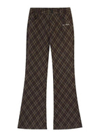 Plaid Embroidery Flared Pants