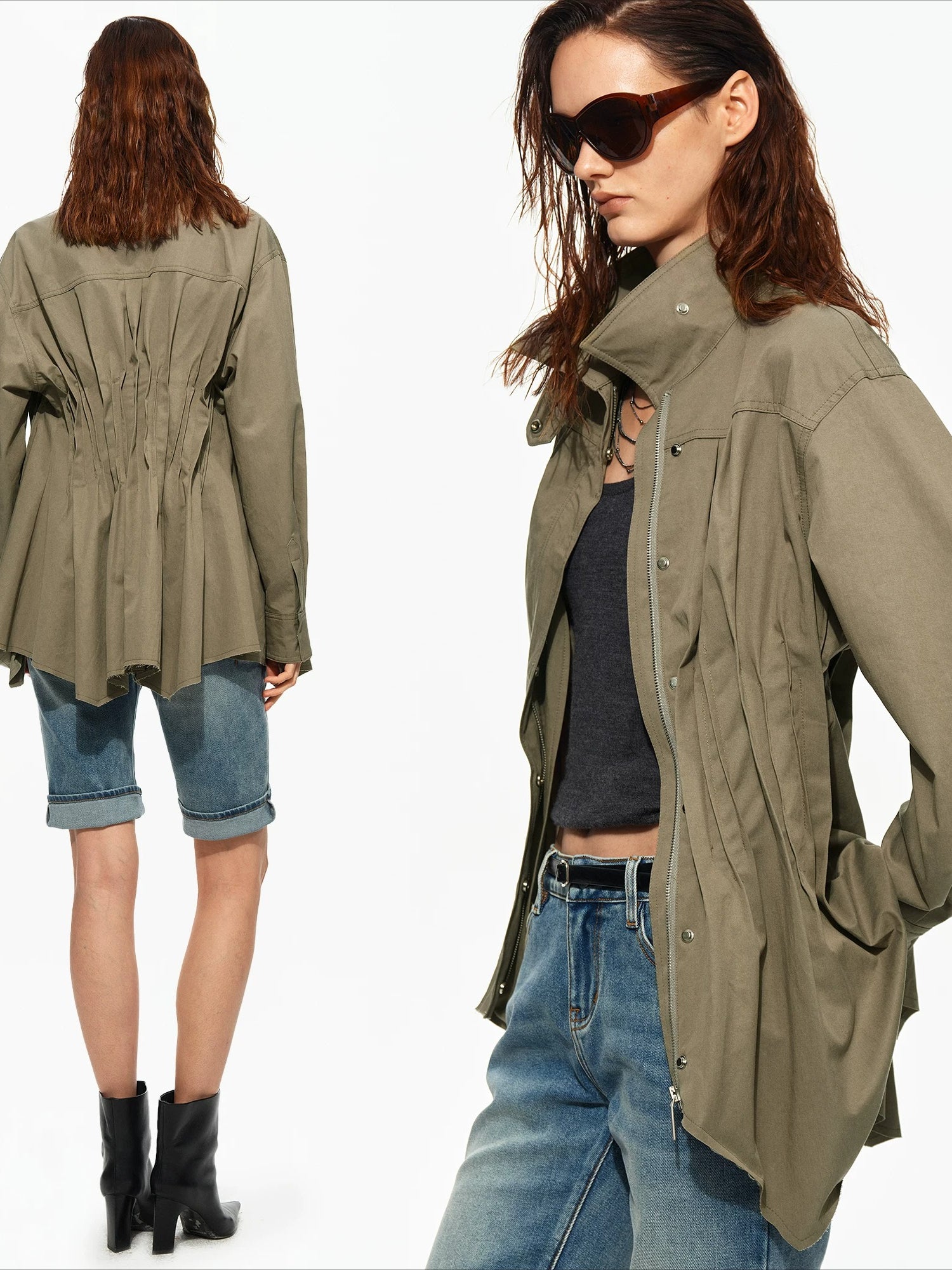 Pleated Waist Utility Jacket