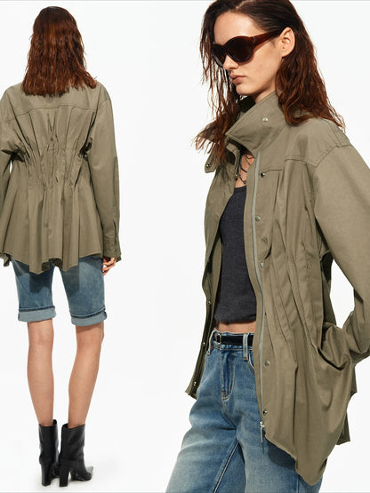 Pleated Waist Utility Jacket