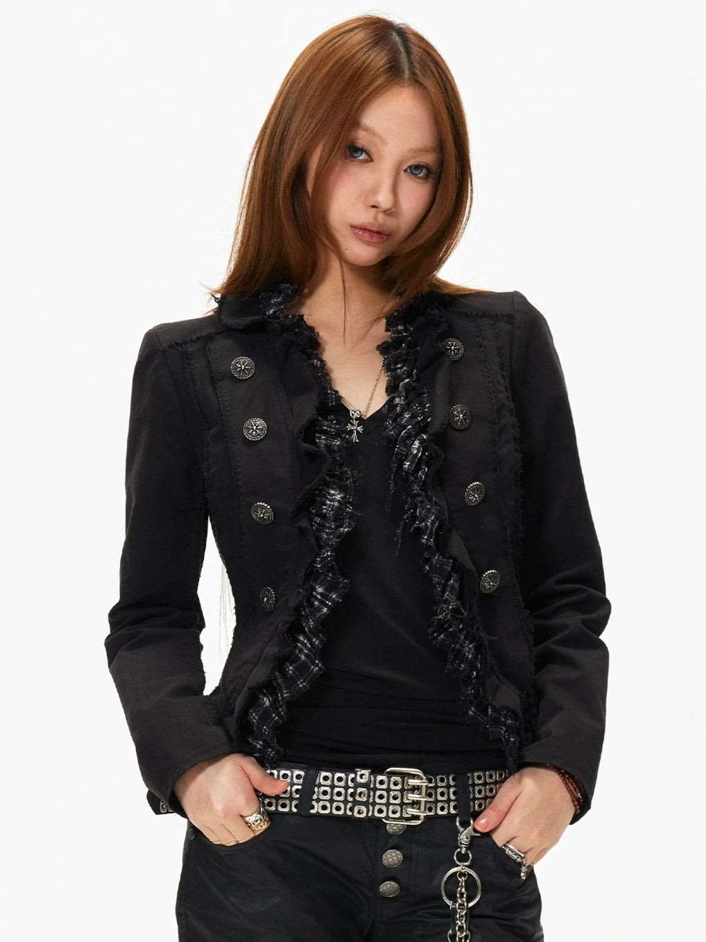 Frayed Cropped Jacket