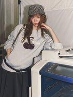 Relaxed Cherry Letter Hoodie