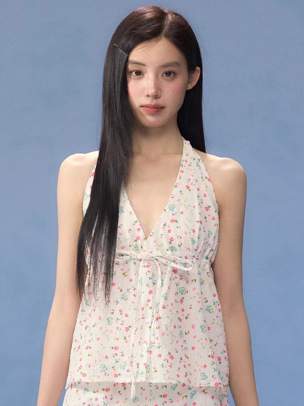 Floral Halter Tie Camisole &amp; Skirt Set