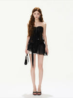 Sequin Ruched Mesh Top