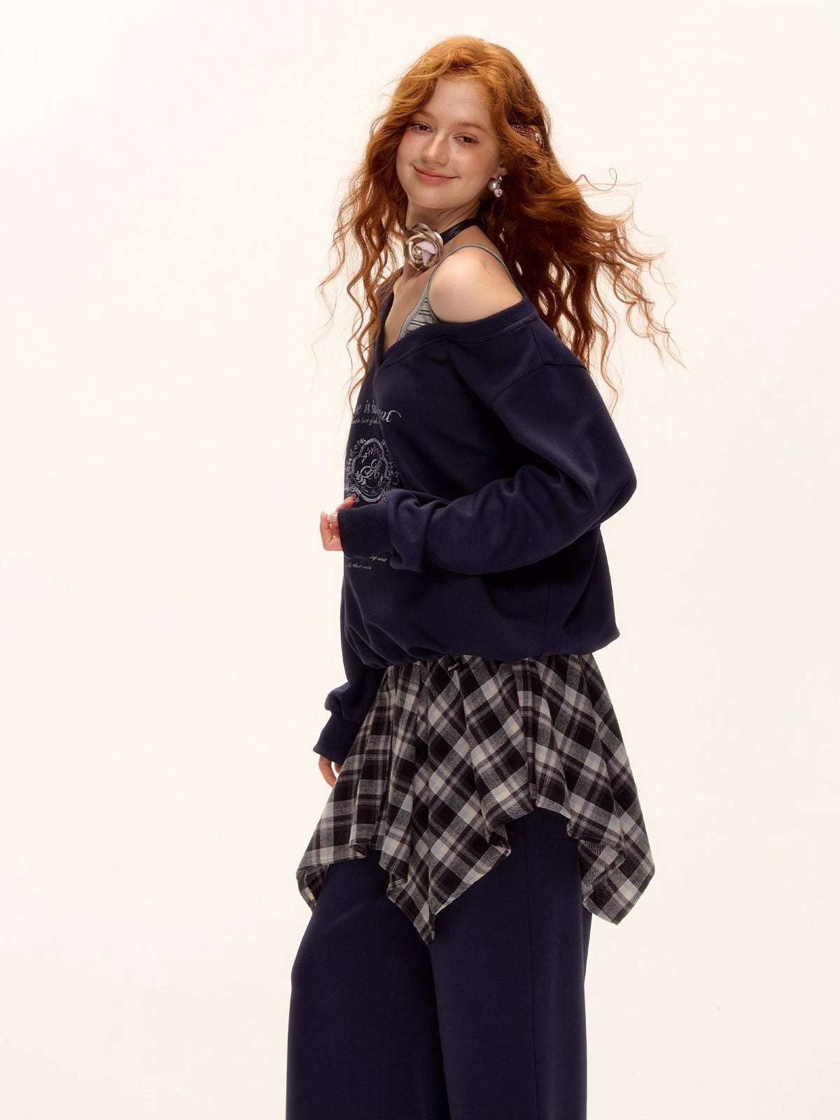 Asymmetric Stripe Print Sweat Set