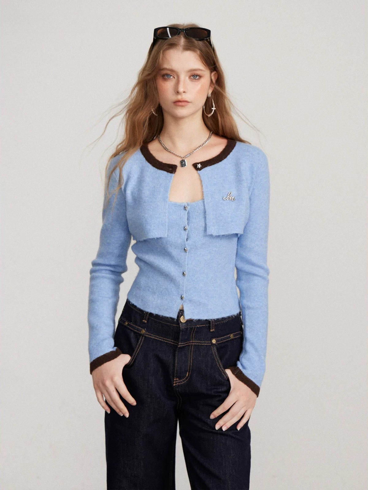 Layered Faux Two-Piece Knit Sweater