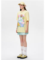 3D Butterfly Flower Crew Neck Cotton T-shirt